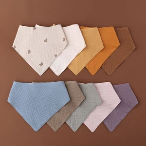 5 Pcs Soft Cotton Triangle Scarf Solid Color Snap Button Bib Baby Feeding Drool Saliva Towel Bandana Burp Cloth Baby Stuff