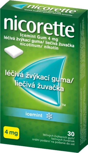 Nicorette Icemint Gum 4mg léčivá žvýkací guma pro odvykání kouření 30 ks