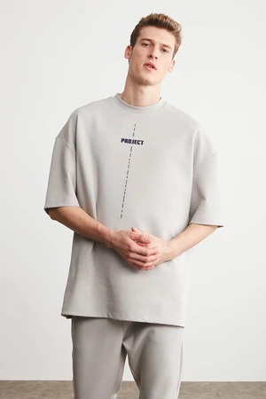 GRIMELANGE Project Men's Oversize Fit Thick Textured Fabric T-shir
