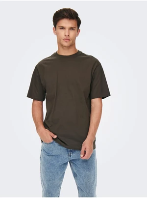 Dark brown basic T-shirt ONLY & SONS Fred - Men
