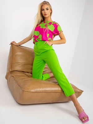 High waisted green trousers made of RUE PARIS fabric