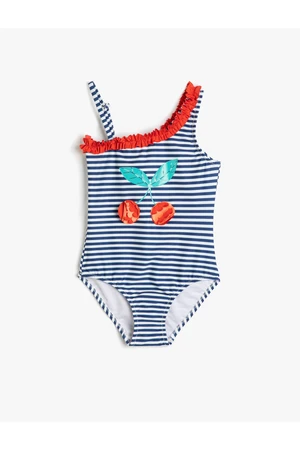 Koton Ruffle Detailed One-Shoulder Swimsuit with Applique Detail.