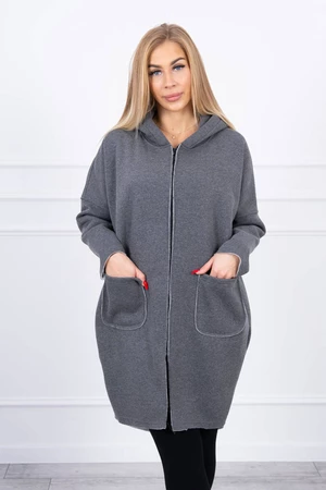 Insulated sweatshirt with longer back made of graphite