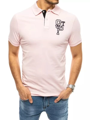 Men's Embroidered Polo Shirt - Pink Dstreet