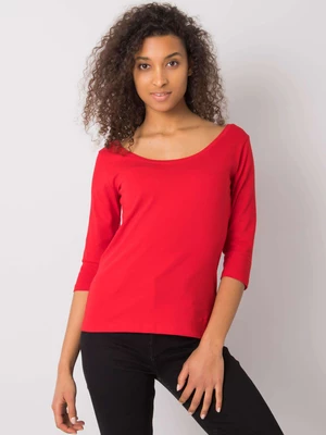 RUE PARIS Red plain lady's blouse