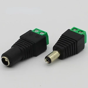 No soldering 2.1x5.5mm Power DC Jack Plug Socket dc Connector Female + Male DC Plug Jack Adapter Wire Connector CCTV Connector