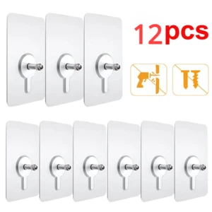 12Pcs Wall Hanging Seamless Nails Screw Stickers Punch-Free Wall Hooks for Photo Frame Painting Clock Non-Trace Adhesive Nails