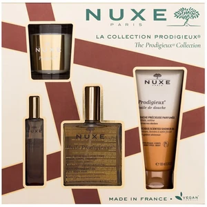 NUXE The Prodigieuse Collection Multifunkční olej 100 ml + sprchový olej 100 ml + parfémová voda 15 ml + vonná svíčka 70 g Dárkové balení
