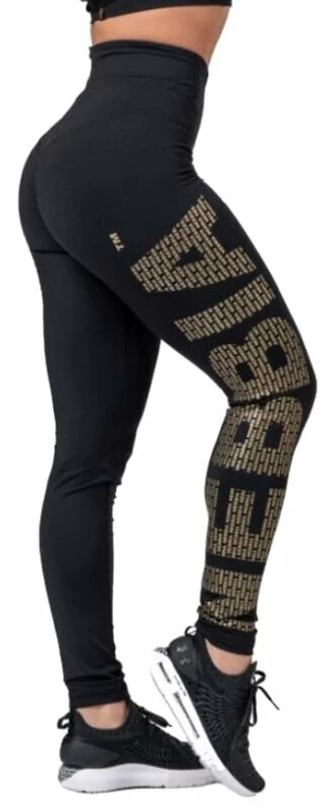 Nebbia Gold Print Leggings Black S Fitness kalhoty