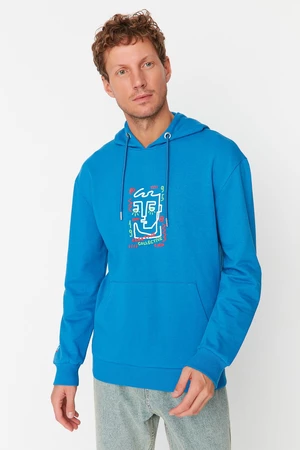 Trendyol Indigo Men's Regular/Real Fit Hoodie with Sweatshirt