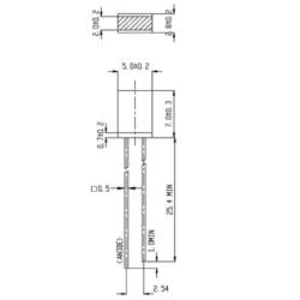 LED dioda s vývody Everlight Opto, 514UYD, 10 mA, 5 mm, 2 V, 180 °, 2,3 mcd, žlutá, 514YD