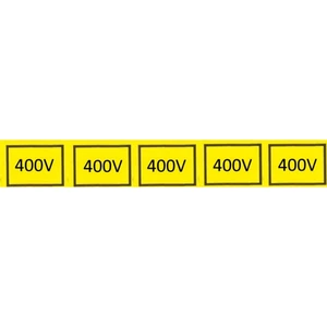 Samolepka, 400V v obdélníku (5x) (žlutá) 25x15mm