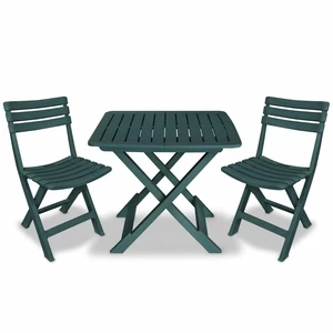 3 Piece Folding Bistro Set Outdoor Furniture Set Plastic Green