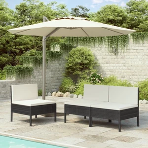 Garden Chairs 3 pcs with Cushions Poly Rattan Black