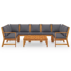 9 Piece Garden Lounge Set with Cushion Solid Acacia Wood