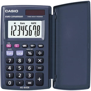 Casio HS-8VER vrecková kalkulačka tmavomodrá Displej (počet miest): 8 solárny pohon, na batérie (š x v x h) 62.5 x 10 x