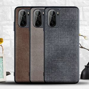 Bakeey for POCO F3 Global Version Case Business Breathable Canvas Sweatproof Shockproof TPU Protective Case