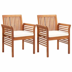 Zahradní jídelní židle 2 ks akáciové dřevo Dekorhome Krémová,Zahradní jídelní židle 2 ks akáciové dřevo Dekorhome Krémová