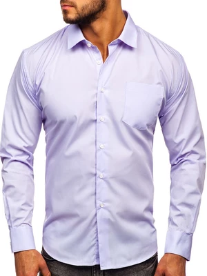 Světle fialová pánská elegantní košile s dlouhým rukávem Bolf 0003