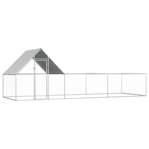 [EU Direct] vidaxl 144557 Outdoor Chicken Coop 6x2x2 m Galvanised Steel House Cage Foldable Puppy Cats Sleep Metal Playp