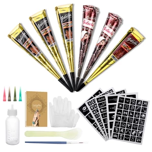 12Pcs Henna Tattoo Cream Set Temporary Tattoo Art Ink Stick Stencils with Plastic Nozzle