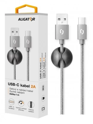 Datový kabel ALIGATOR PREMIUM 2A, USB-C, Grey