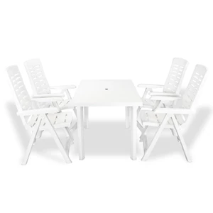 5 Piece Outdoor Dining Set Plastic White