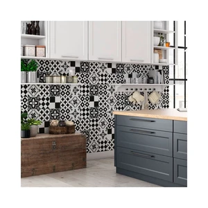 Sada 24 nástenných samolepiek Ambiance Wall Decal Cement Tiles Azulejos Yanga, 10 × 10 cm