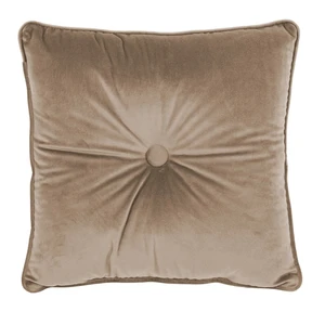 Svetlohnedý vankúš Tiseco Home Studio Velvet Button, 45 x 45 cm