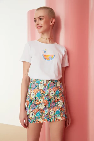 Trendyol Multi Color Floral Pattern Mini Woven Skirt