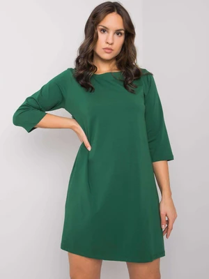 RUE PARIS Dark green dress with lace insert