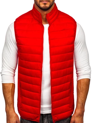 Červená pánská prošívaná vesta bez kapuce Bolf LY32