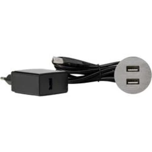 Vestavná zásuvka Kopp 939740013 s USB, IP20, nerezová ocel