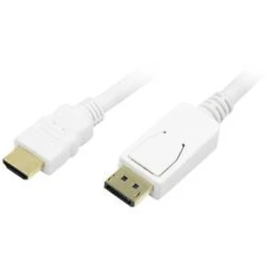 DisplayPort / HDMI kabel LogiLink [1x zástrčka DisplayPort - 1x HDMI zástrčka] bílá 2.00 m