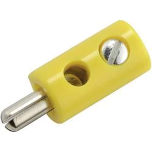 Miniaturní banánkový konektor, PVC, Ø: 2,6 mm, zástrčka rovná, žlutá