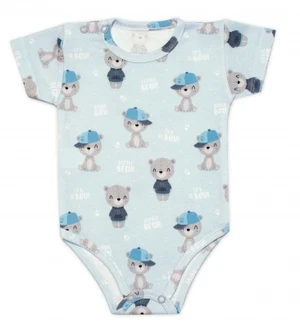 Body kr. rukáv, bavlna, zapínání u krku Mrofi, Baby Bear, modré, vel. 74 (6-9m)