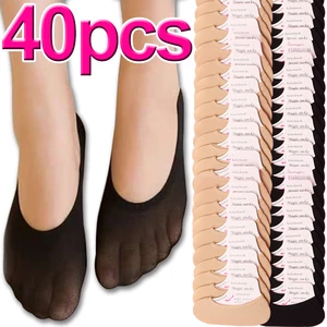 40pcs Transparent Summer Invisible Shallow Sox Footsies Shoe Liner Trainer Ballerina Women Boat Socks Ladies Thin Sock Slippers