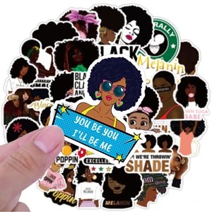 50PCS/lot Inspirational Black Girl Melanin Poppin Sticker For DIY Laptop Phone Guitar Suitcase Luggage Skateboard Stickers