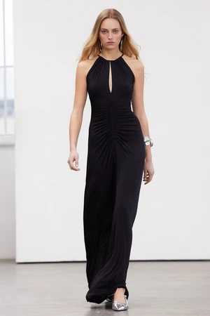 Trendyol Limited Edition Black Window/Cut Out Detailed Evening Long Evening Dress