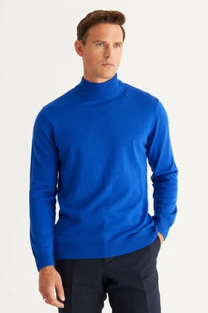 ALTINYILDIZ CLASSICS Men's Saks Anti-Pilling Standard Fit Normal Cut Half Turtleneck Knitwear Sweater.