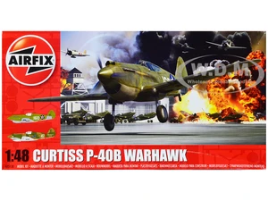 Level 2 Model Kit Curtiss P-40B Warhawk Fighter-Bomber Aircraft with 2 Scheme Options 1/48 Plastic Model Kit by Airfix