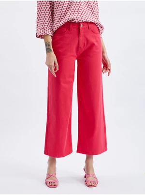 Orsay Dark Pink Women Shortened Flared Fit Jeans - Women