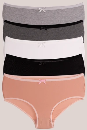 armonika Women's Mixed Cotton Lycra High Waist Bato Panties 5 Pack