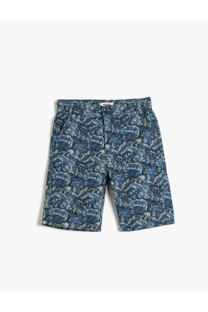 Koton Chino Shorts with Pocket, Floral Pattern, Cotton