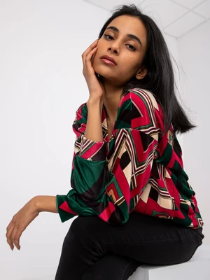 Green and pink velour blouse with Lea prints