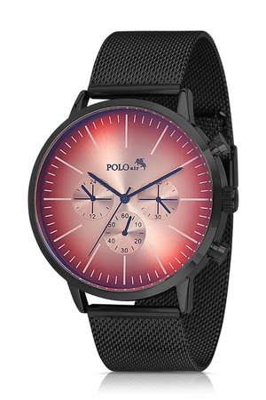 Polo Air Men's Wristwatch with Wicker Strap, Black and Red Inside