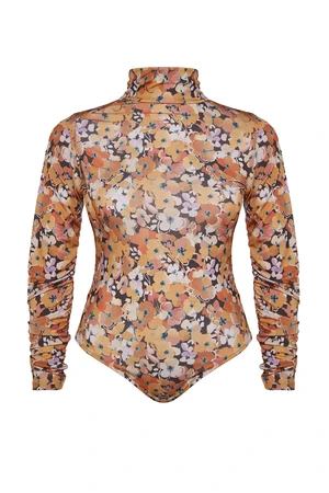 Trendyol Curve Multicolored Floral Print Knitted Body with Snap fastener