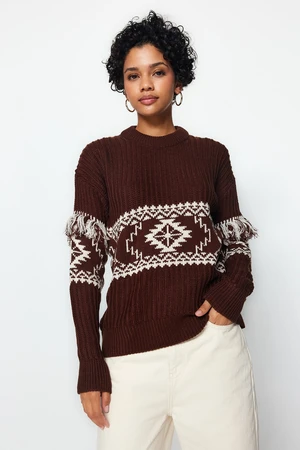 Trendyol Brown Crew Neck Knitwear Sweater