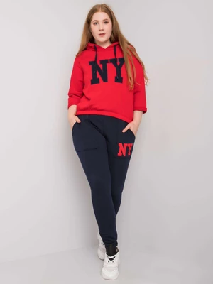 Red and dark blue trouser set