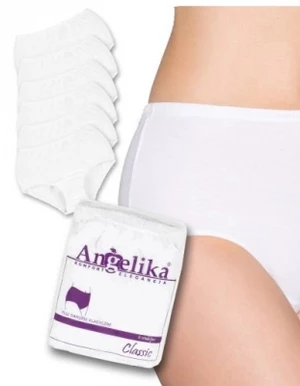 Bavlněné kalhotky Angelika s vysokým pasem, 6ks v balení, bílé, vel. XXXL (46)